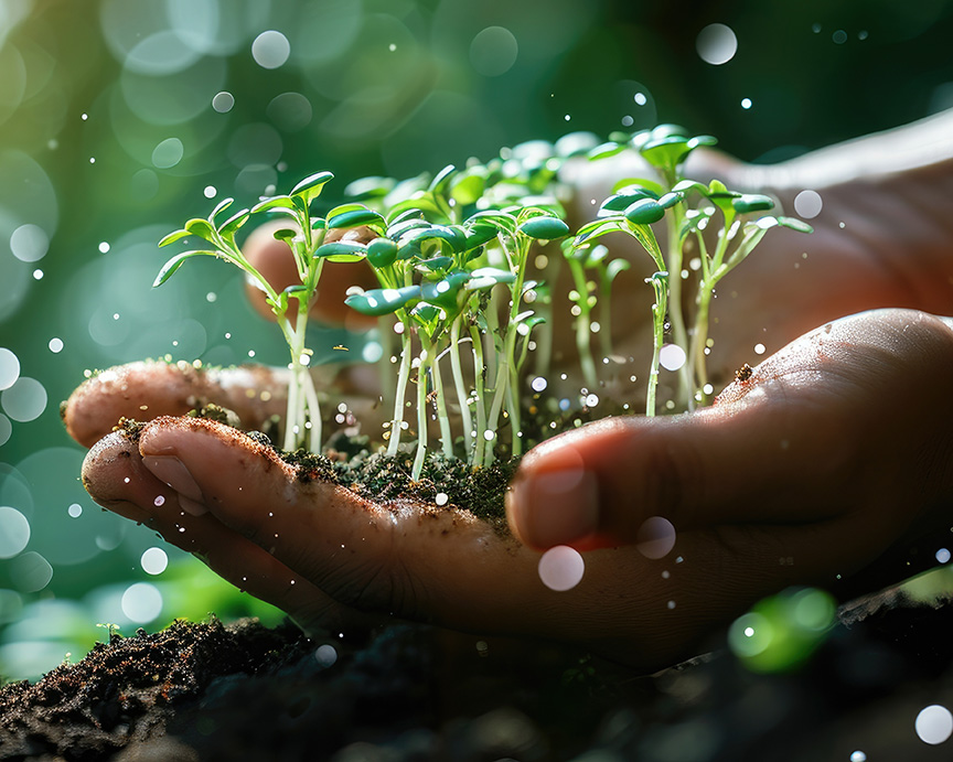 Hand holding plants that are growing; Clinical supervision in Lexington, MA